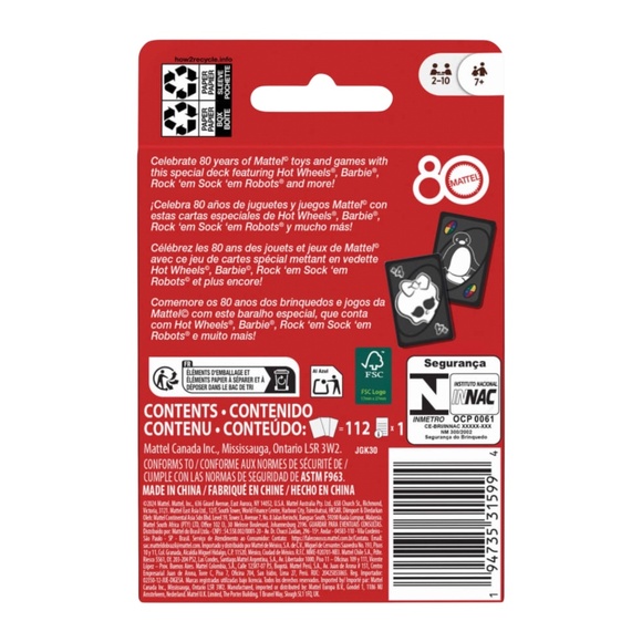 Mattel UNO Mattel 80th Ruby Red Card Game - Picture 5 of 5